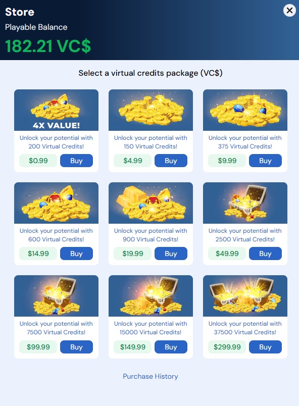 A screenshot of Betrivers' buy coins store