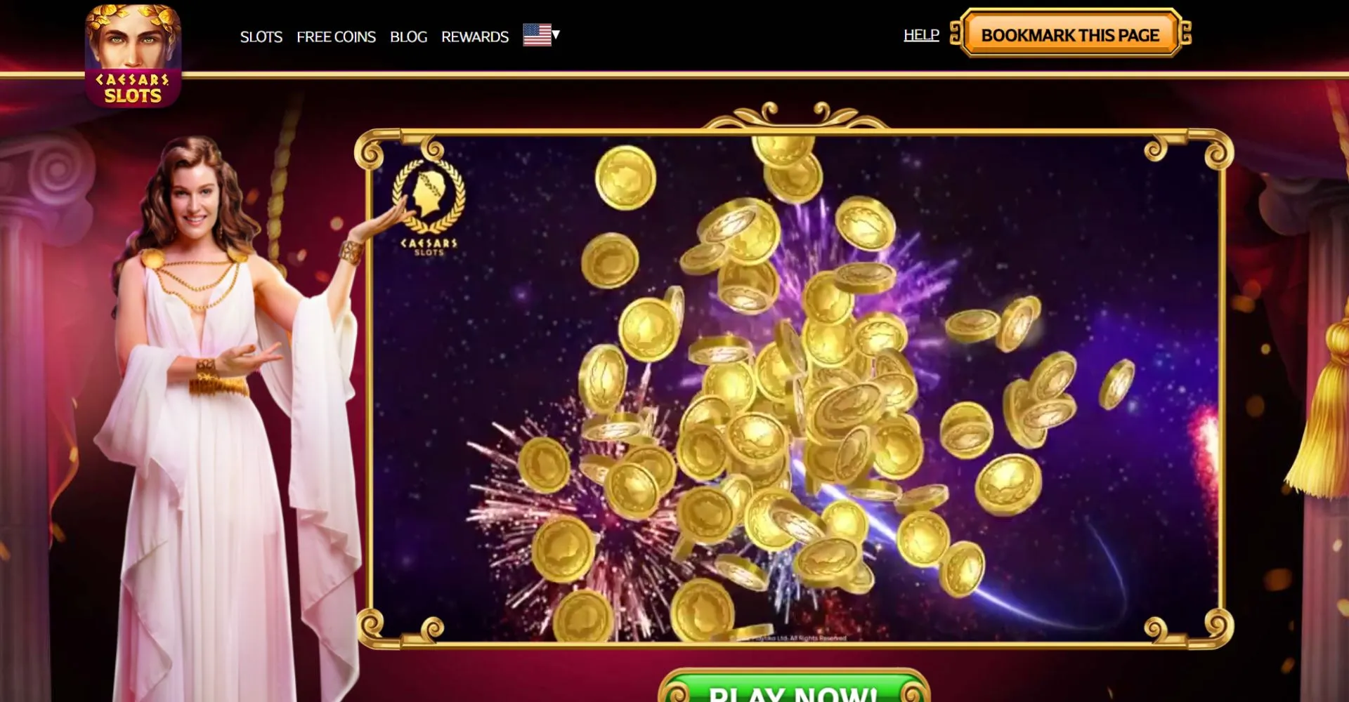 Screenshot of caesar slots landing page