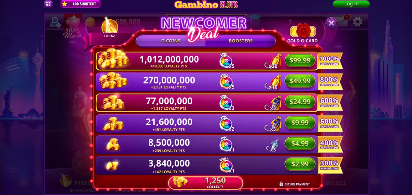 Gambino Slots buy coins page