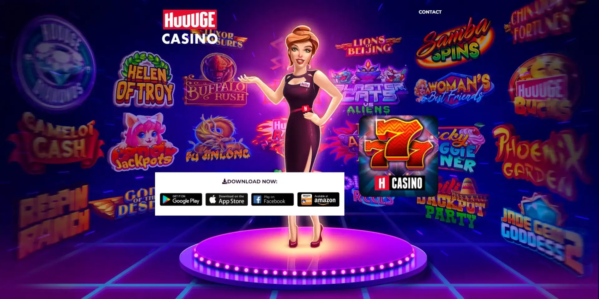 Screenshot of huuuge casino landing page