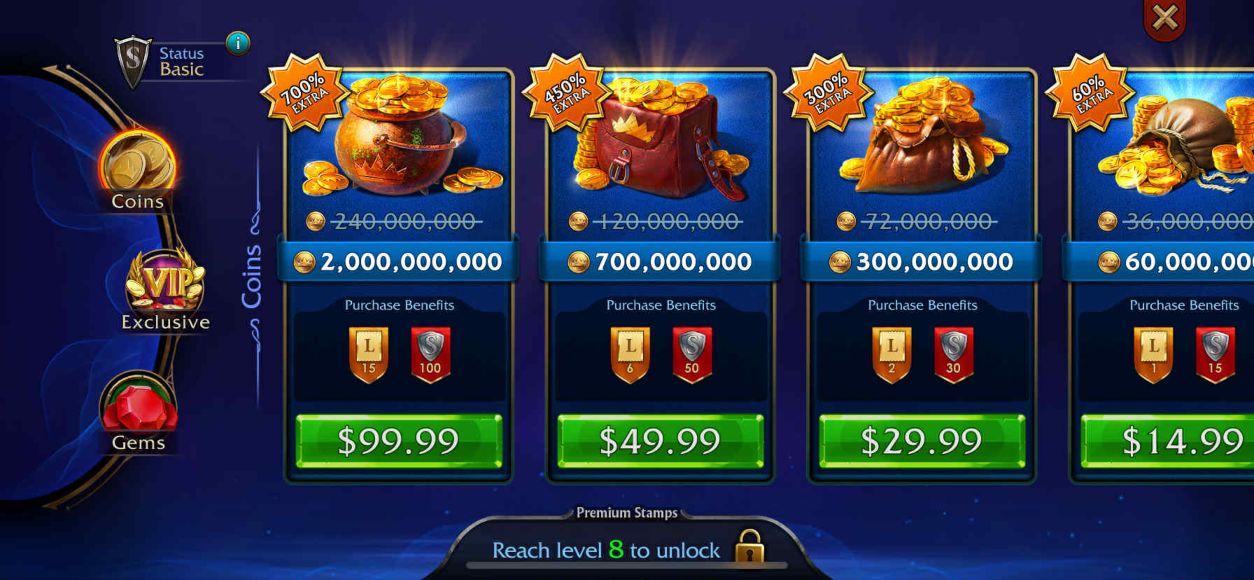 A screenshot of Scatter Slots' buy coins