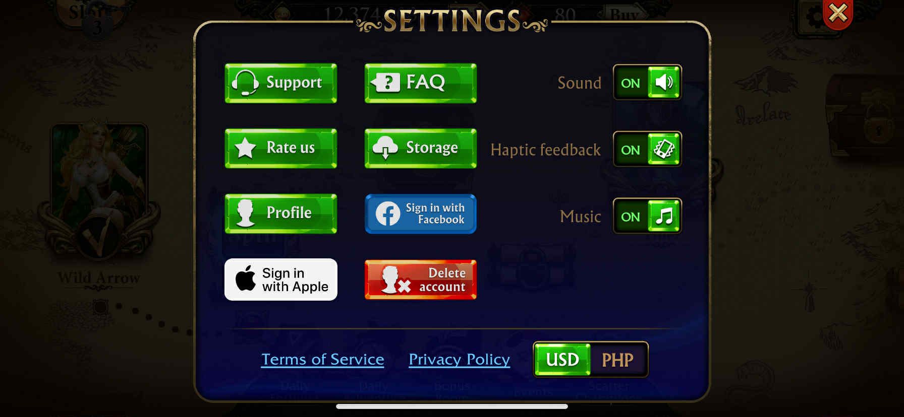 A screenshot of Scatter Slots' login options