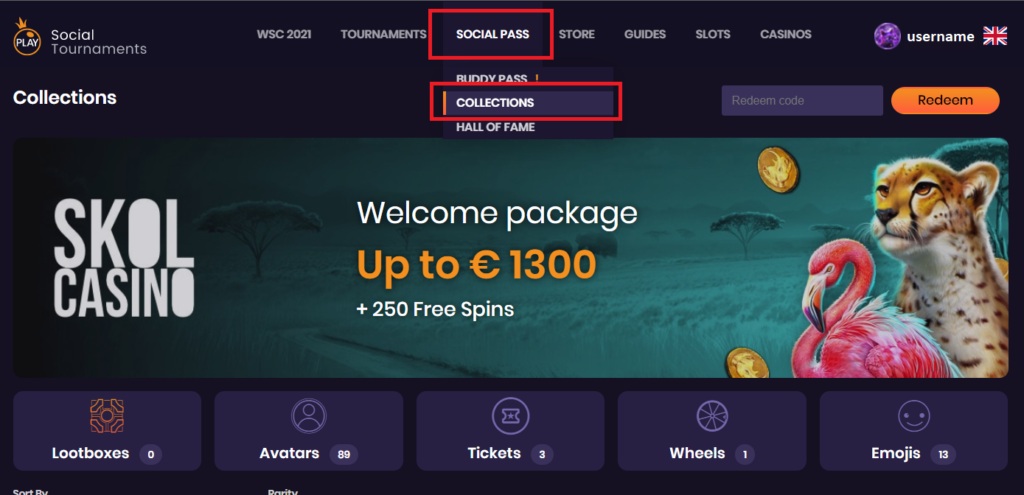 A screenshot of Social Tournaments' promotions section