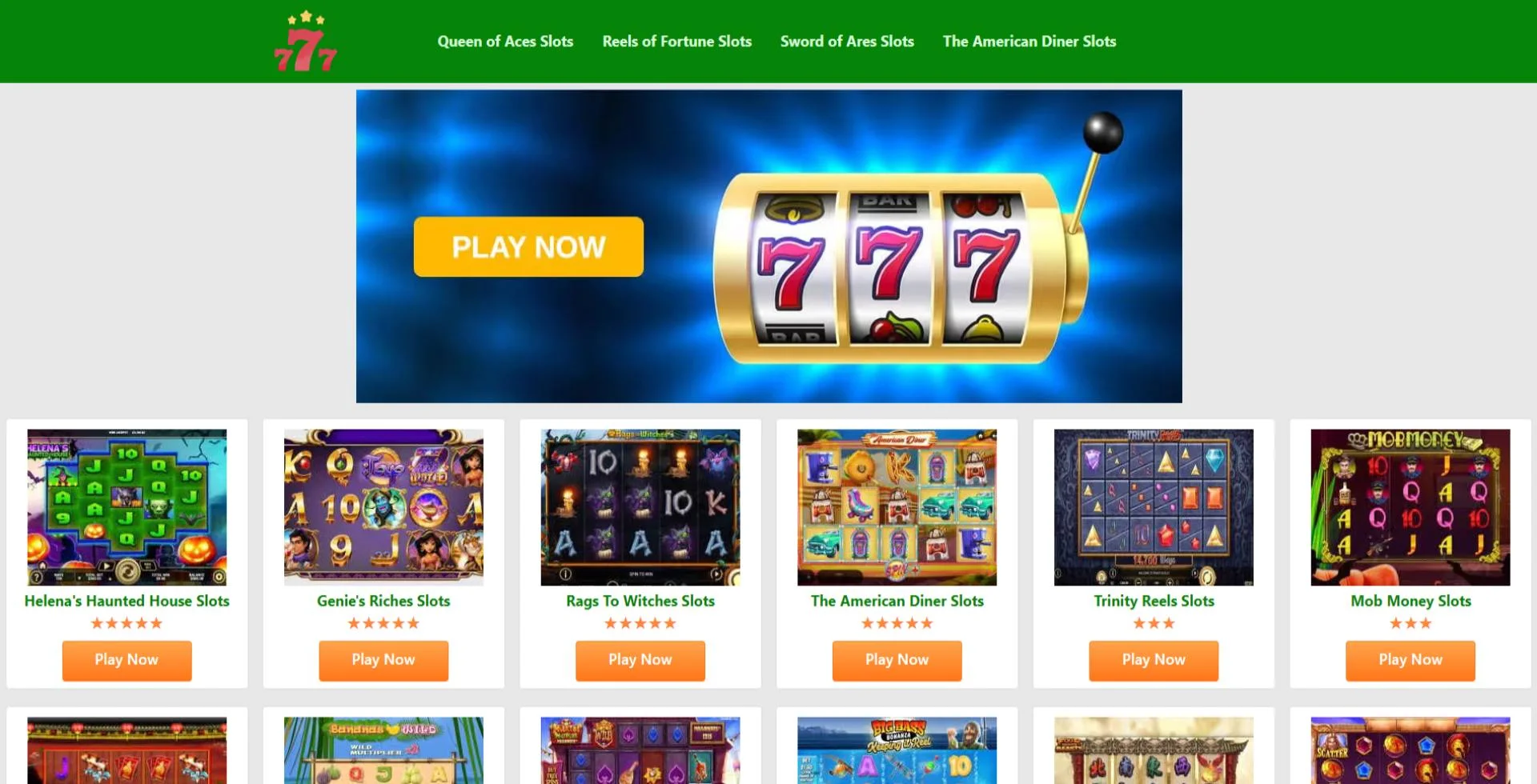 Screenshot of sunshine sweeps casino landing page