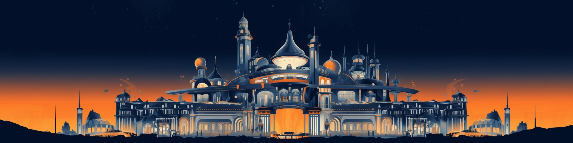 Futuristic cartoon style image of a casino