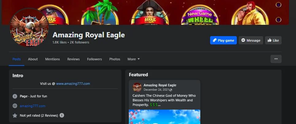 A screenshot of Royal eagle casino login field.