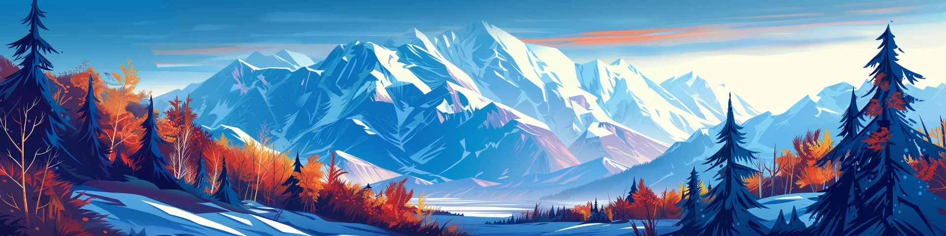 Banner of Alaskan landscape cartooned