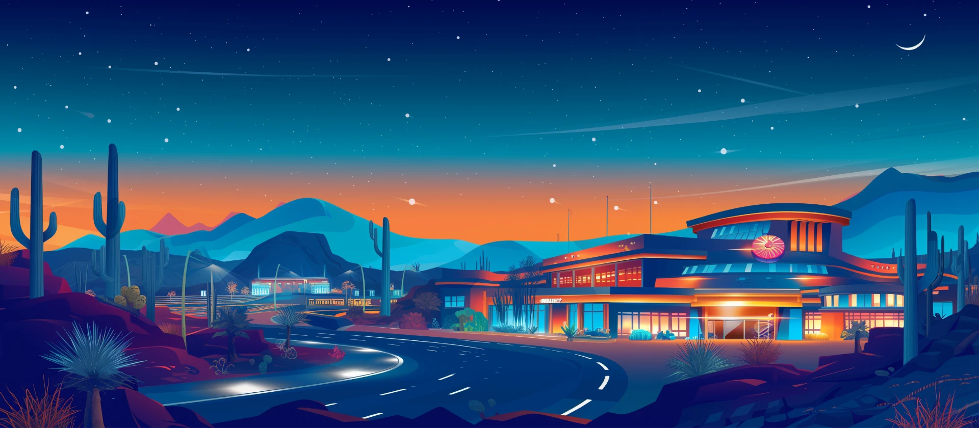 Casino in Arizona drawn in cartoon style