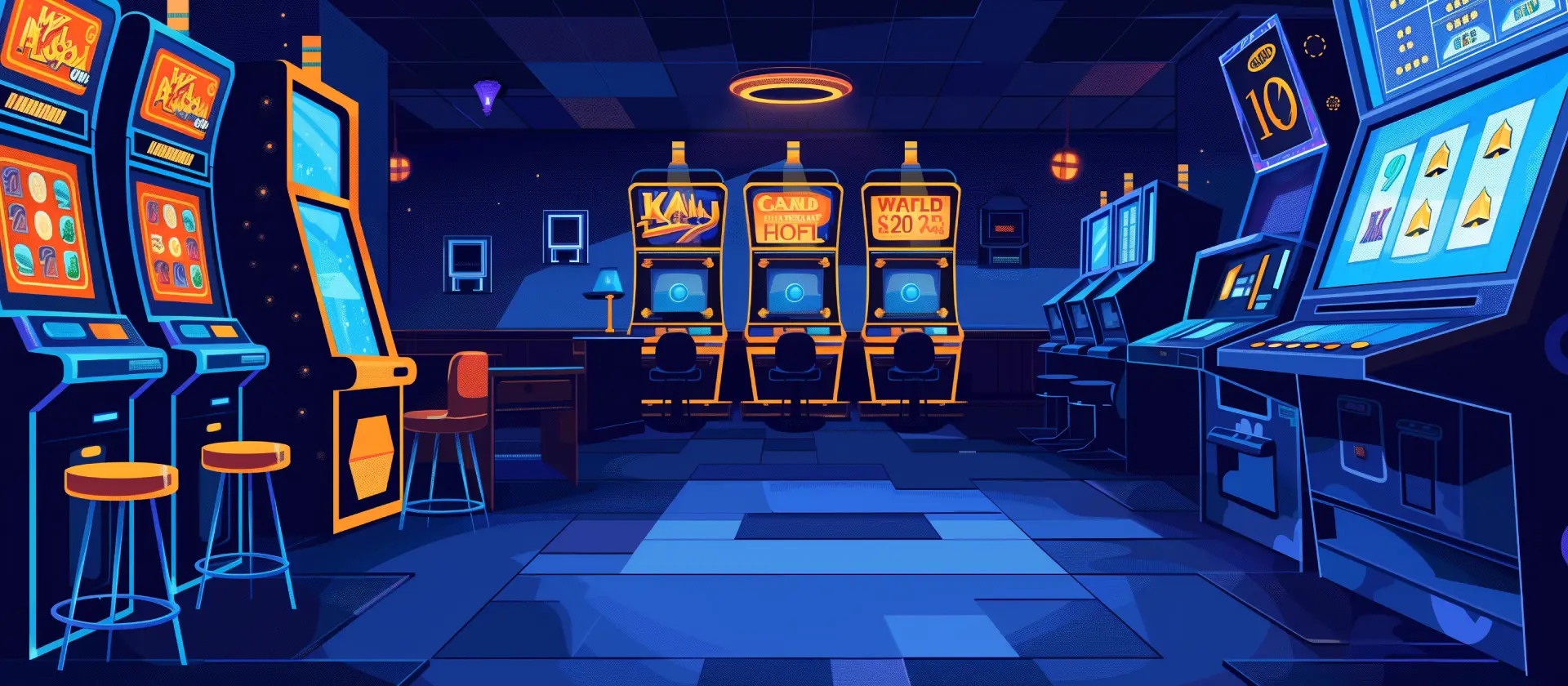 Casino cartoon drawn with futuristic feel