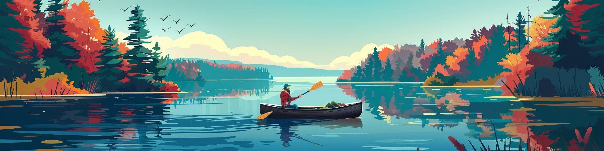 Fisher on Michigan lake drawn in cartoon