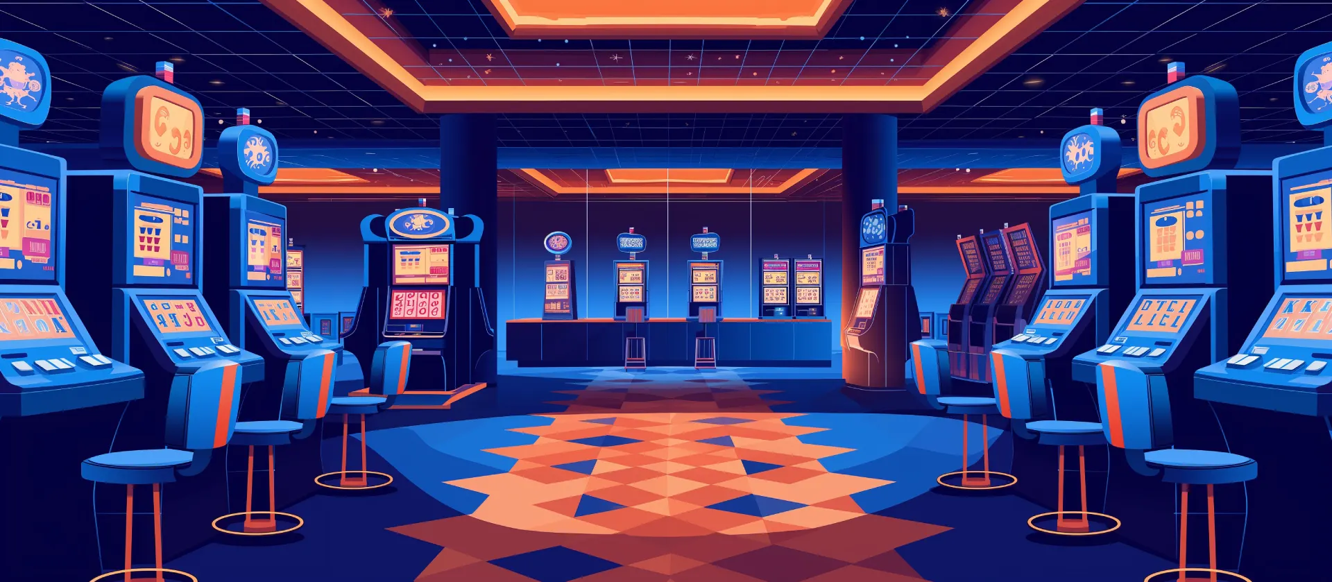 Cartoon drawn casino with a space and futuristic vibe