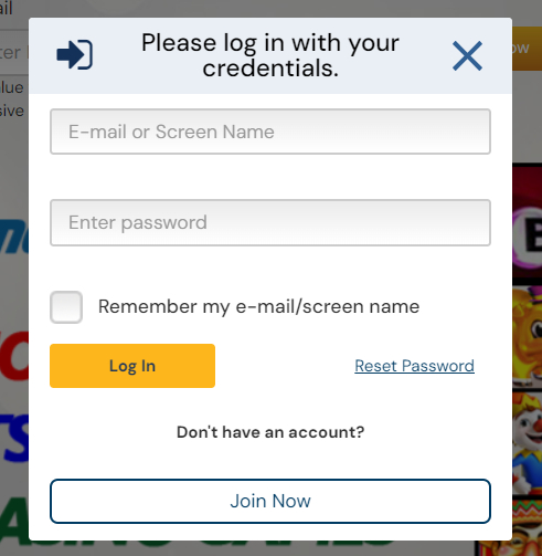 An overview of Rush Games login field