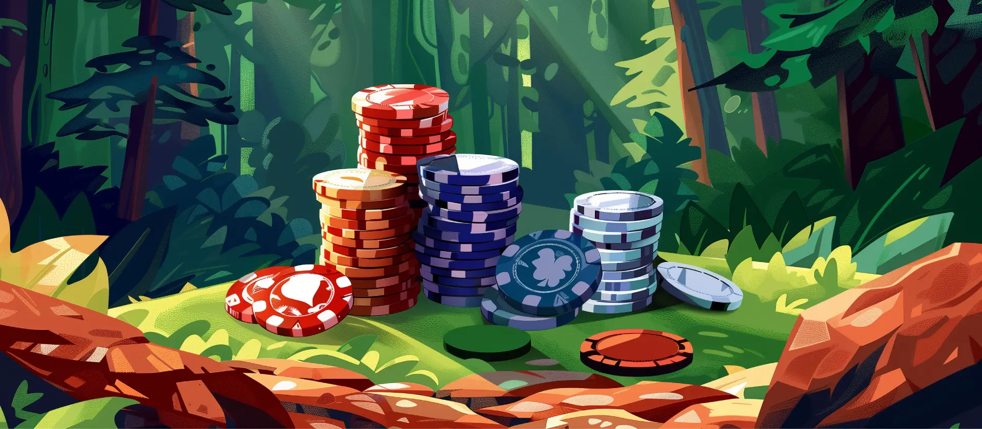 Poker chips in North Dakota nature cartoon