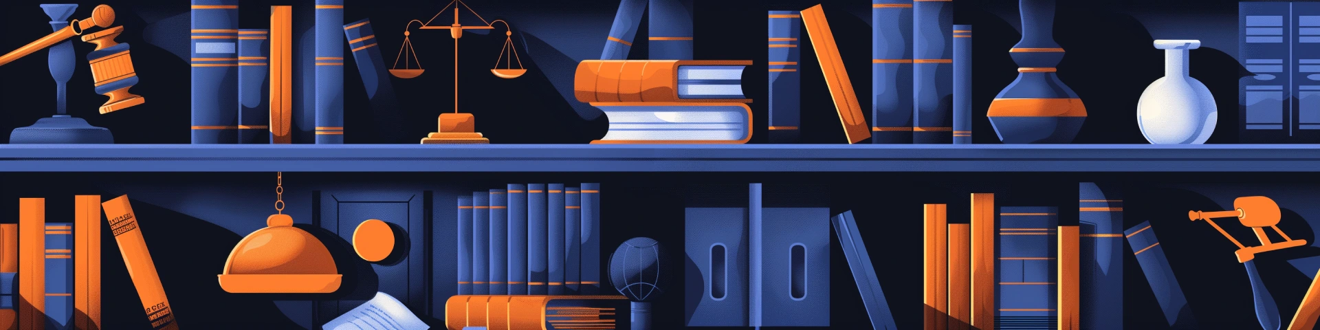 Bookshelf at a courthouse cartoon banner