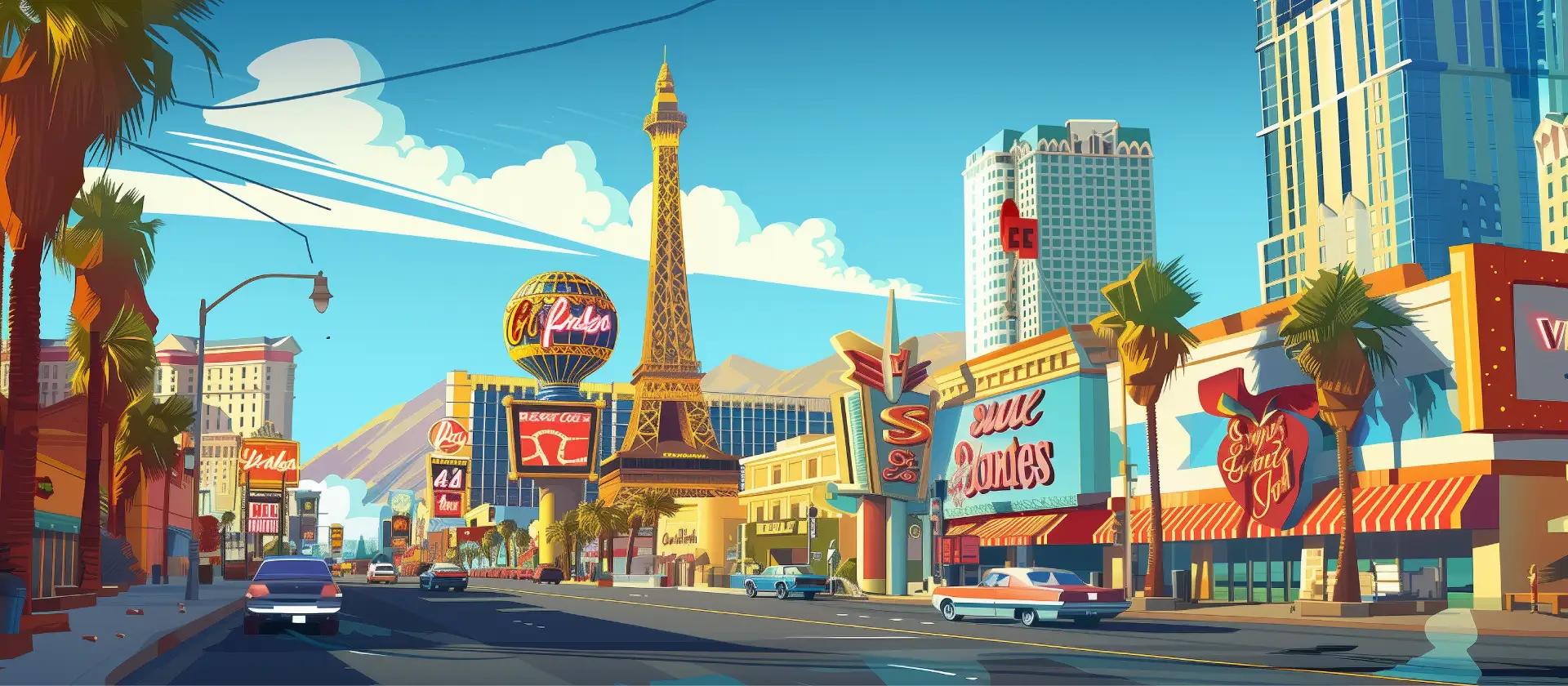 Colorful Las Vegas drawing