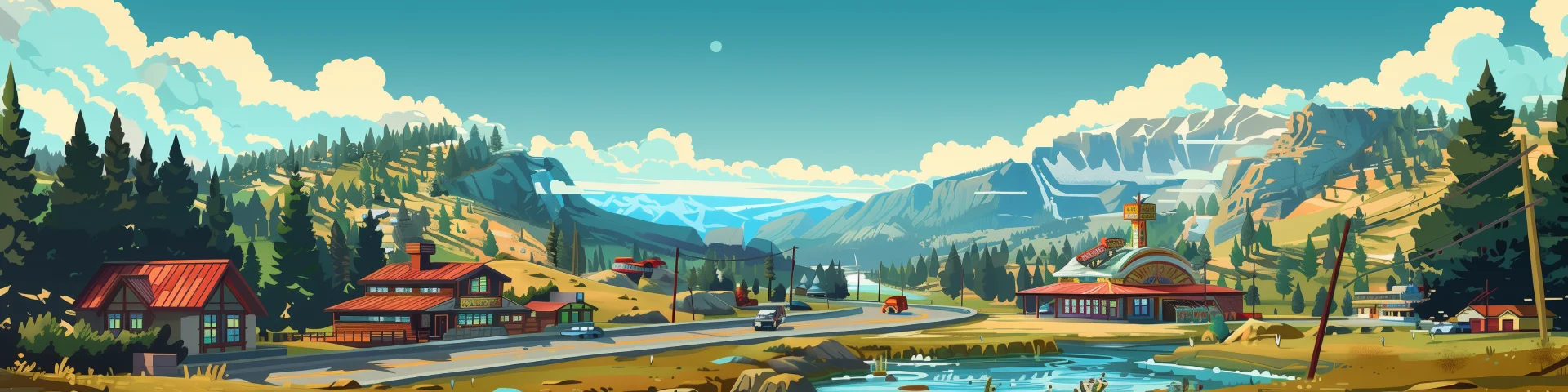 Banner of Montana nature cartooned