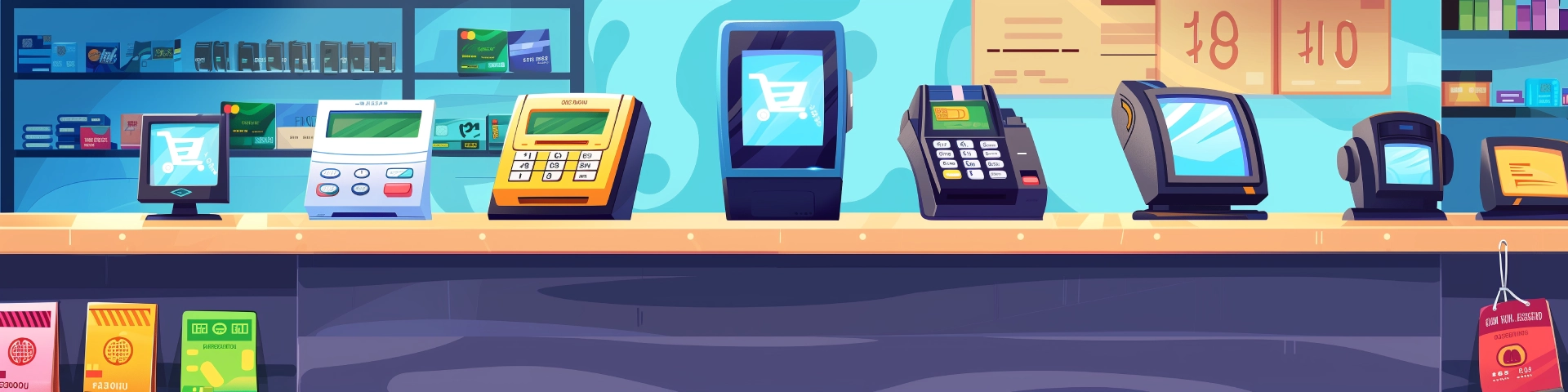 Different payment methods cartoon banner