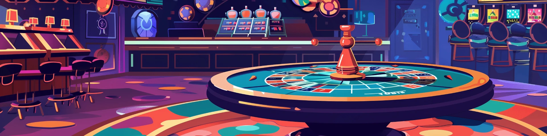 Roulette table cartoon drawn banner