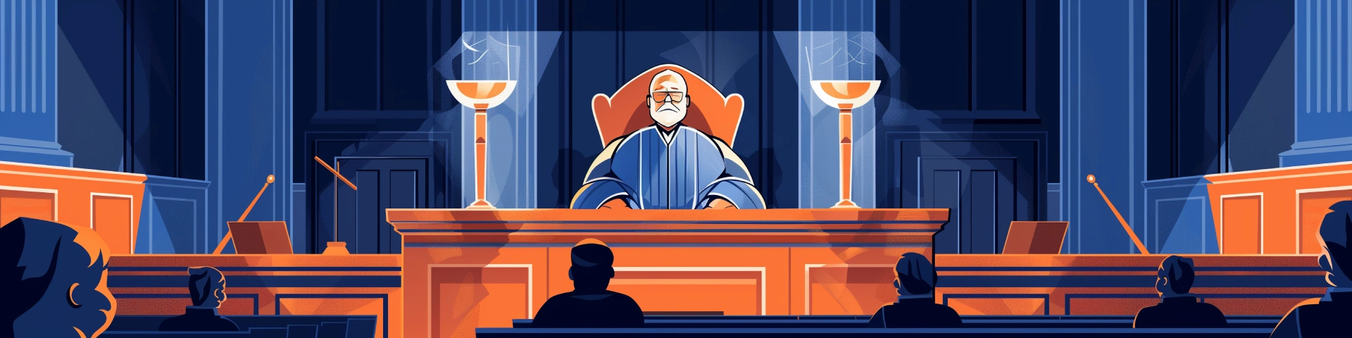 Judge with sunglasses cartoon drawn banner