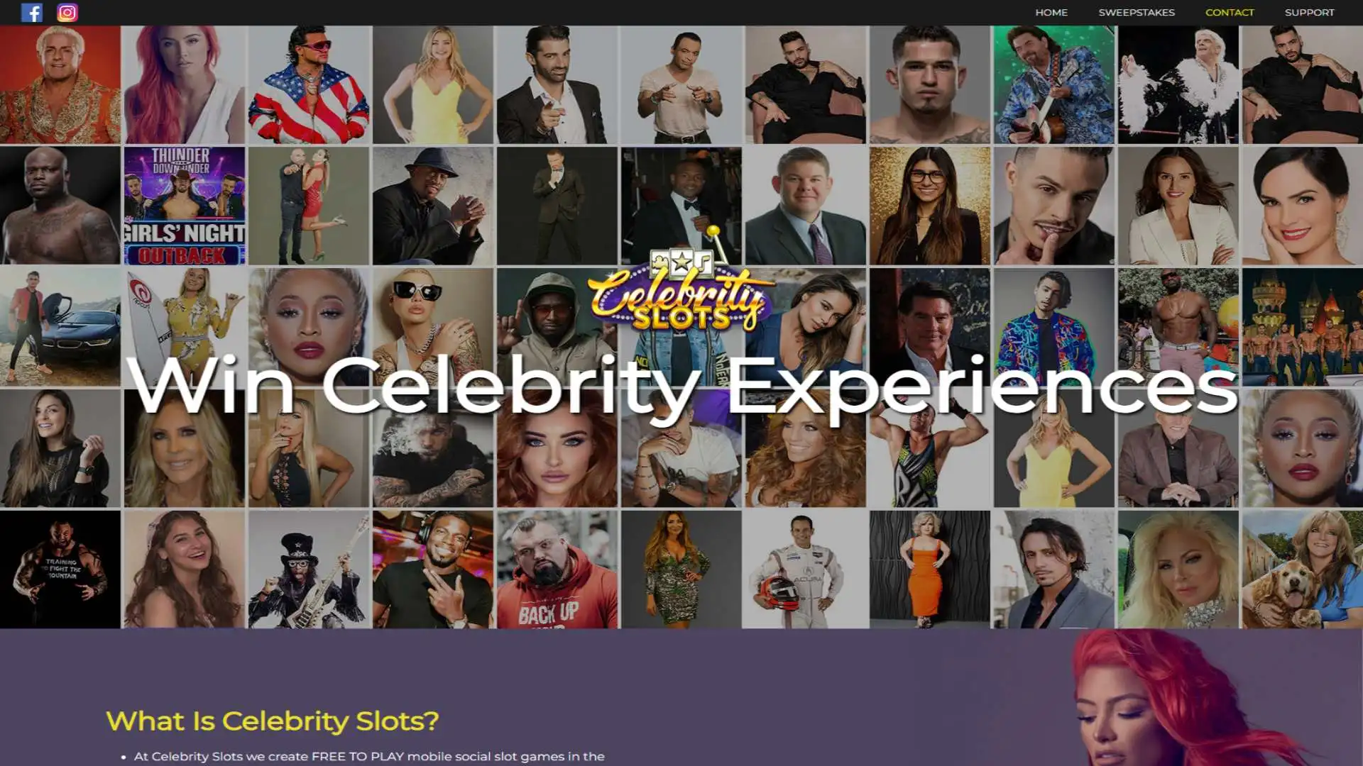 A screenshot of Celebrity slots landing page.