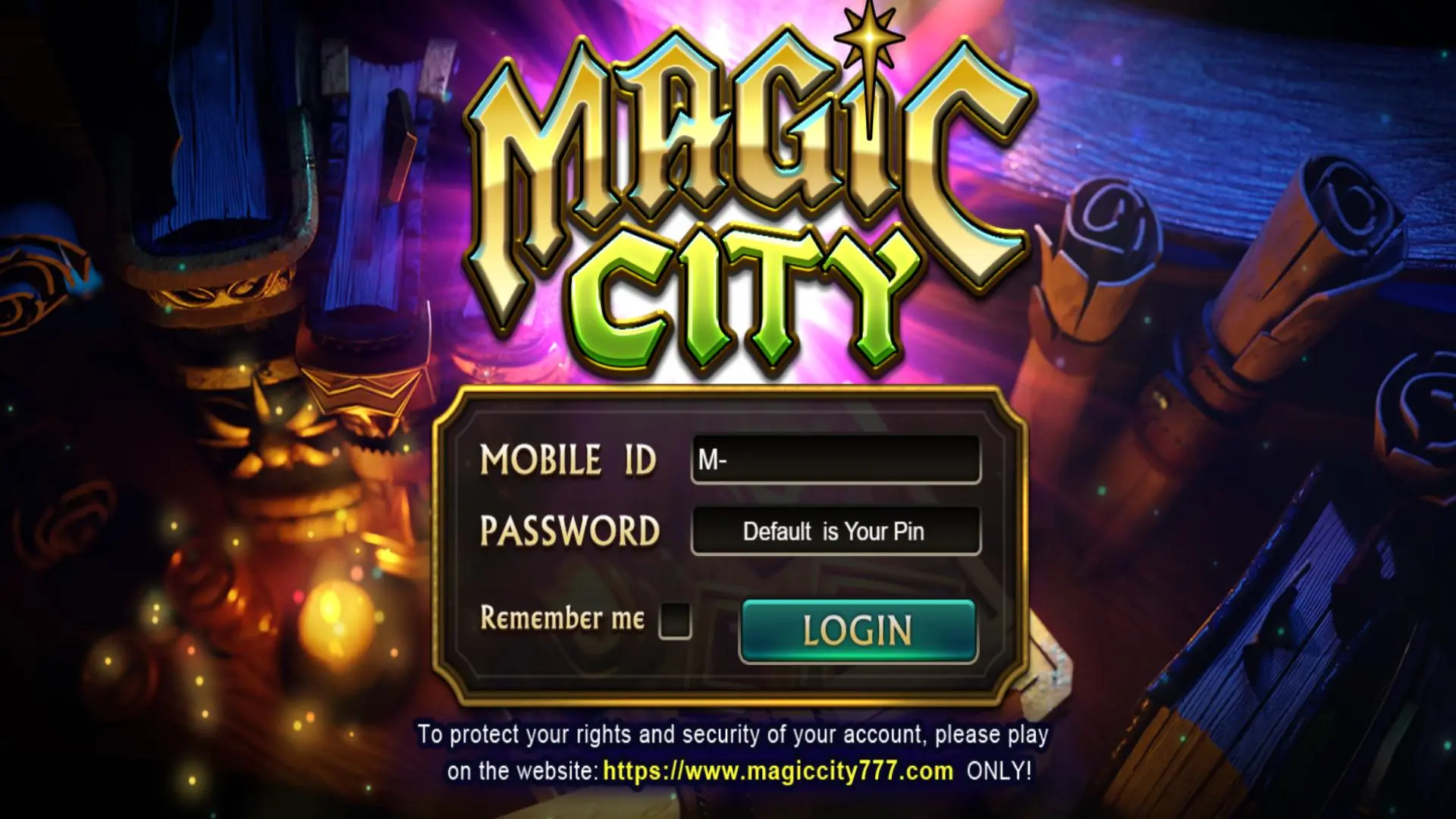 A screenshot of Magic city landing page