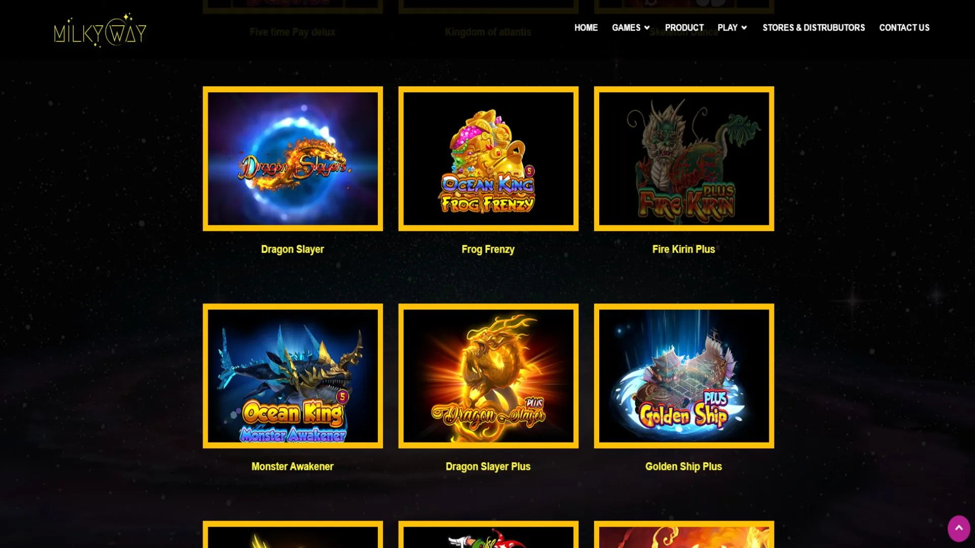 A screenshot of Milky way casino landing page