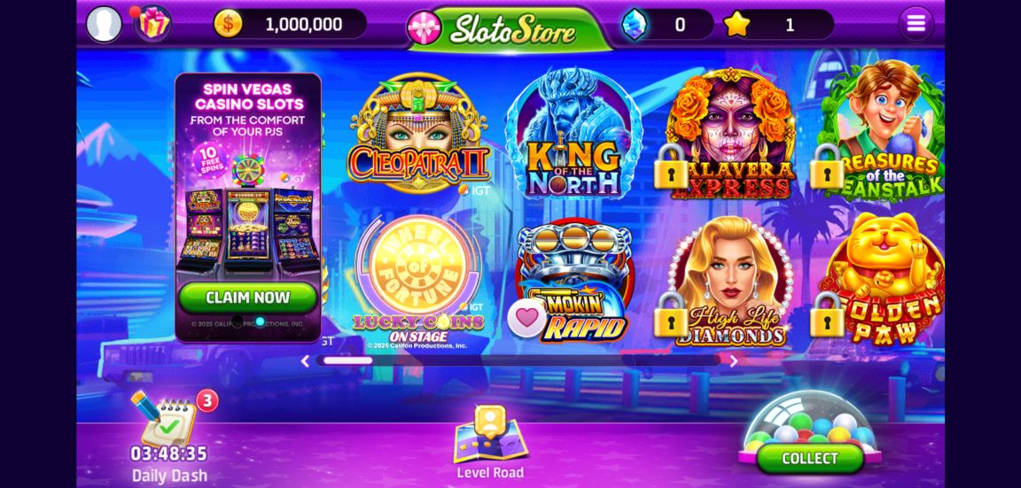 A screenshot of Slotomania's games lobby