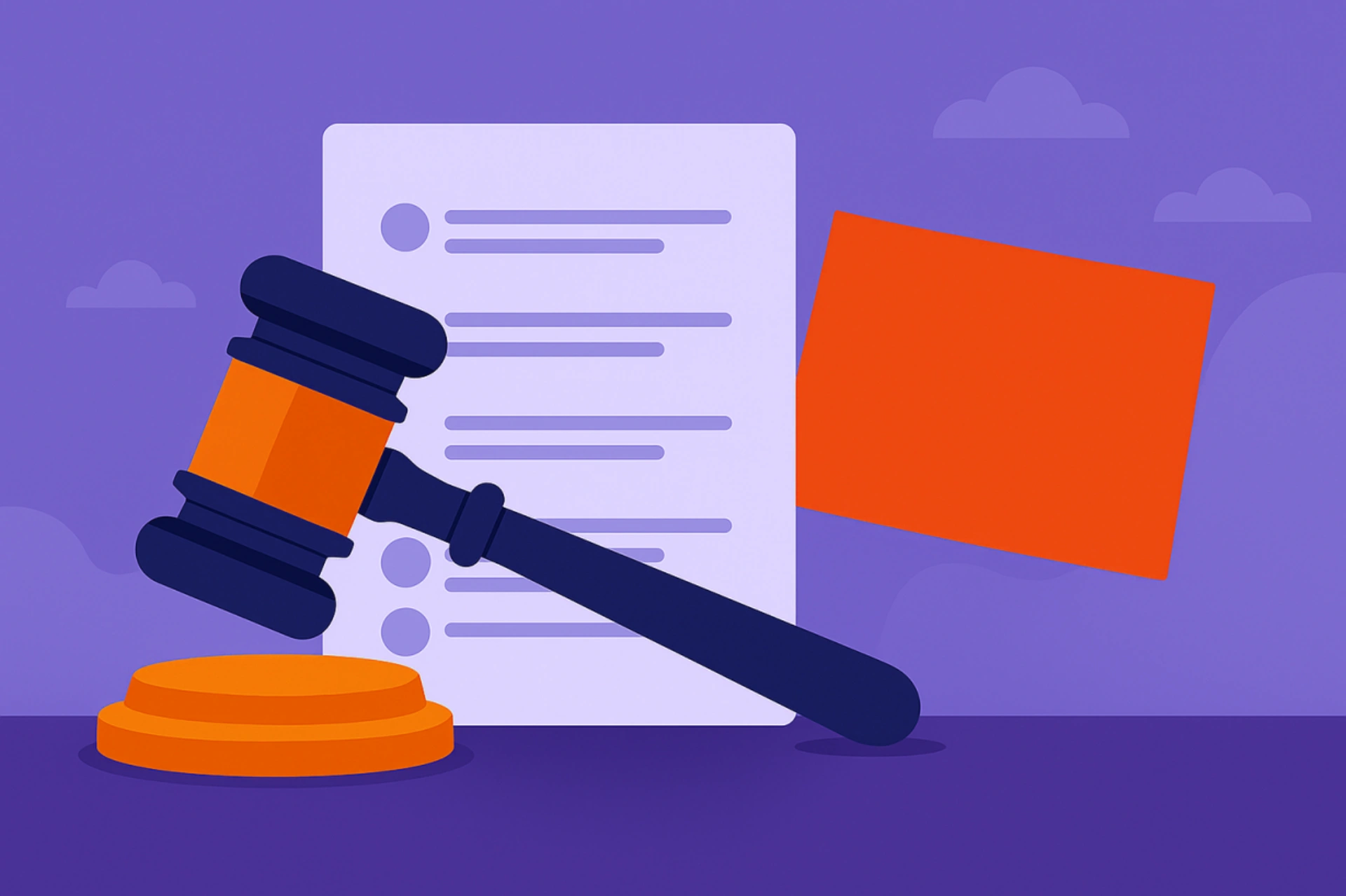 Illustration of a judge’s gavel, a legal document, and the state of Wyoming, symbolizing recent legislative attempts to change Wyoming sweepstakes laws.