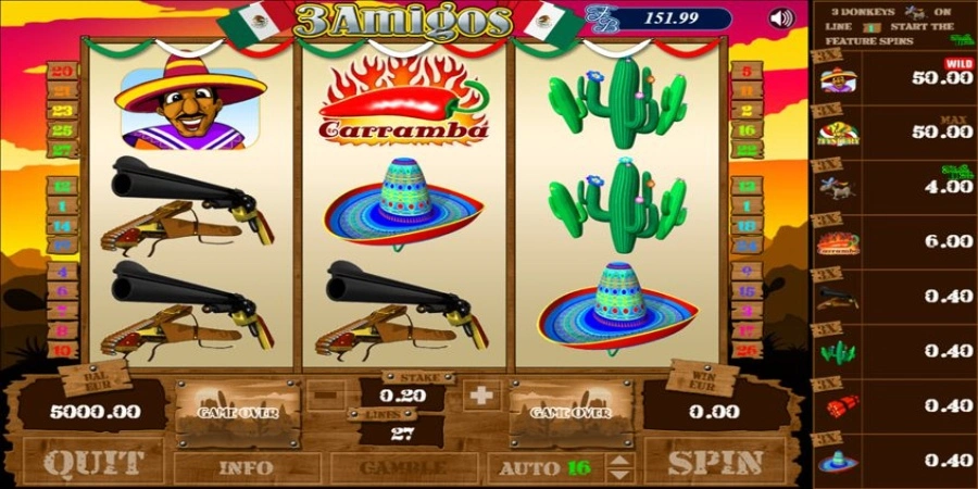 An image of 3 Amigos game from Altea Gaming