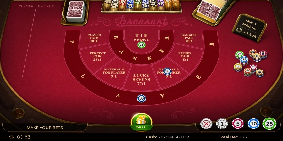 An image of Baccarat 777 game from Evoplay