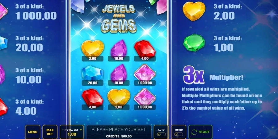 An image of Jewels and Gems game from Greentube