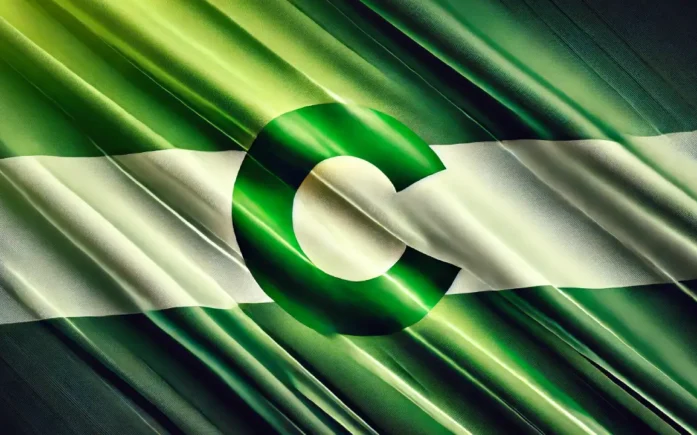 Green and white flag with a bold "C" symbol in the center.