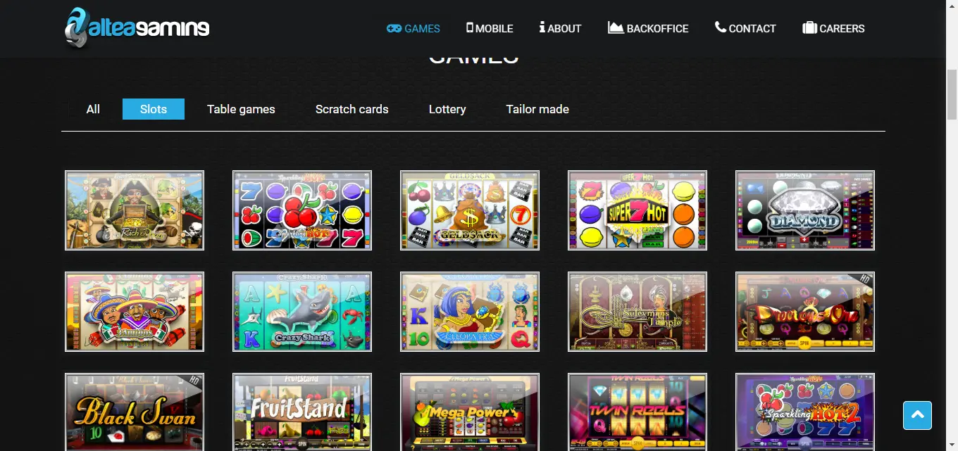 A screenshot of Altea Gaming's homepage.