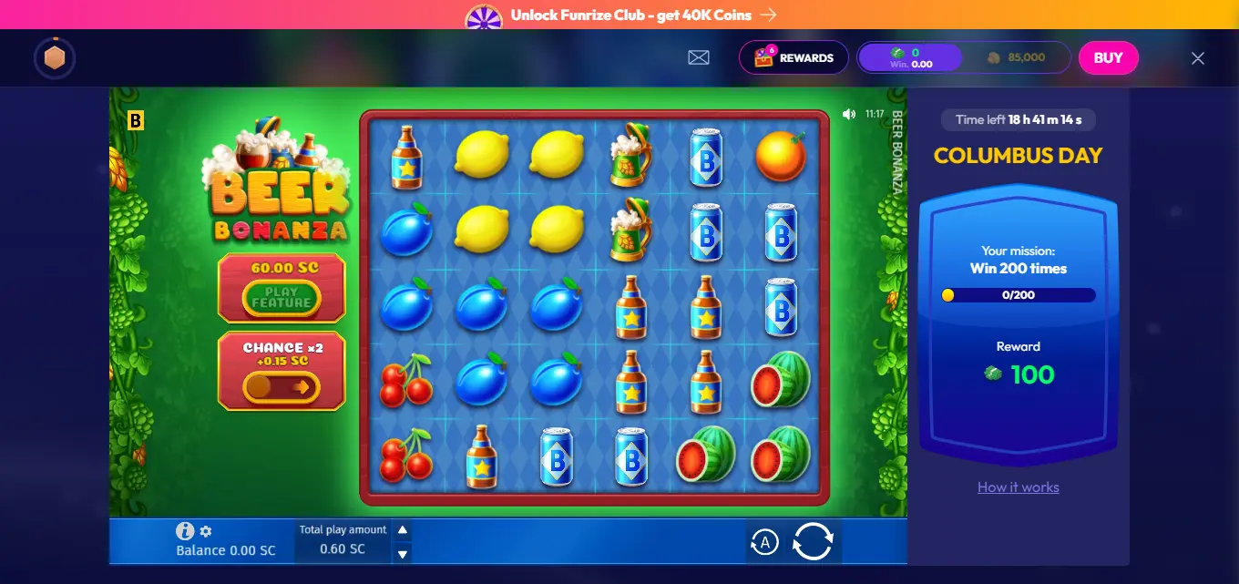 A screenshot of Bgaming's Beer Bonanza game.