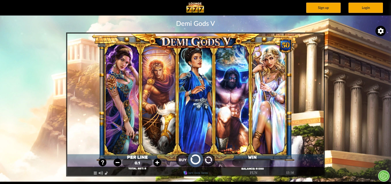 A screenshot of Demi God slot game from Spinomenal.