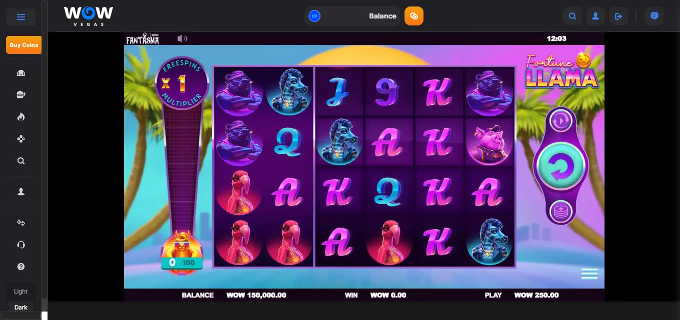 A screenshot of Fortune Llama game from Fantasma Games.