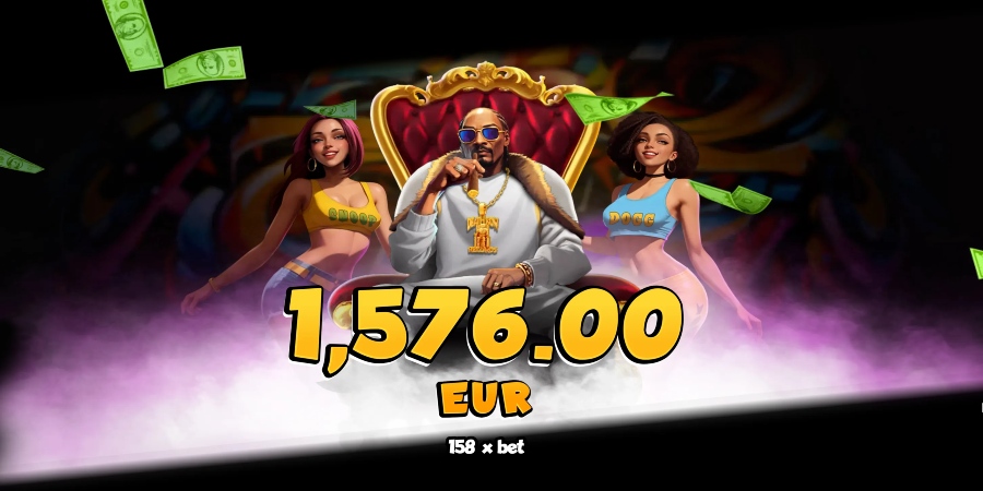 A screenshot of Bgaming's game called Snoop Dogg Dollars.