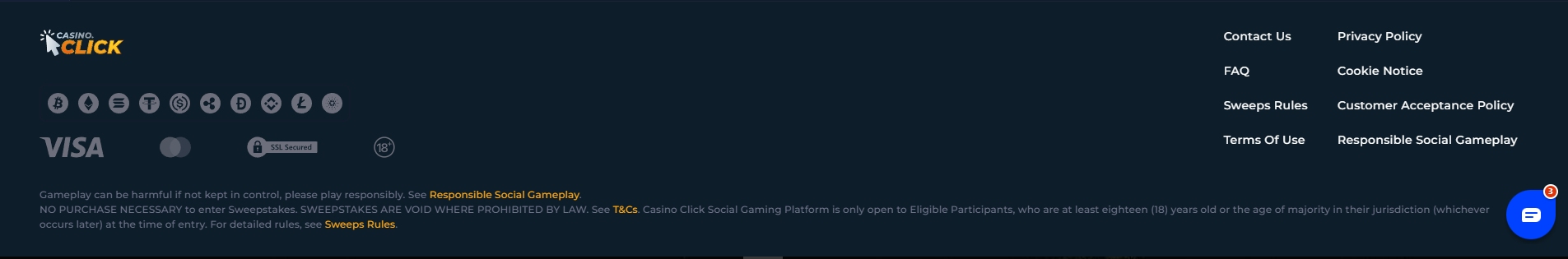 A screenshot of Casino.click's footer