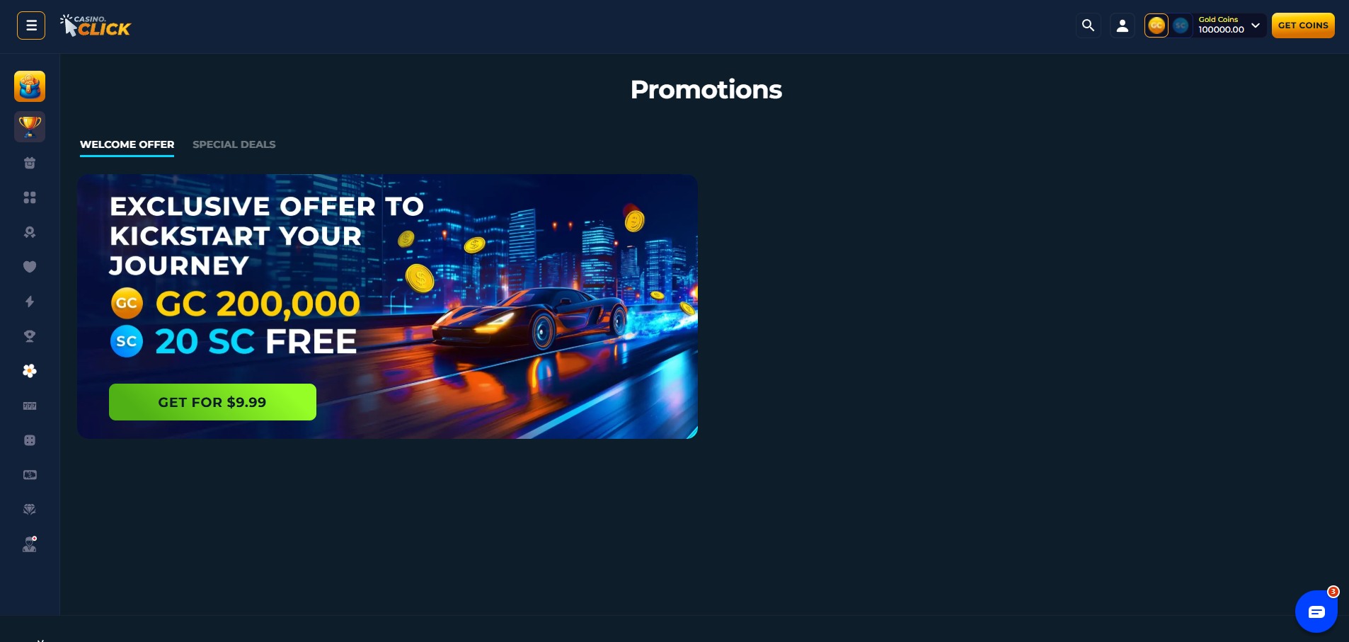 A screenshot of Casino.click's promotion page