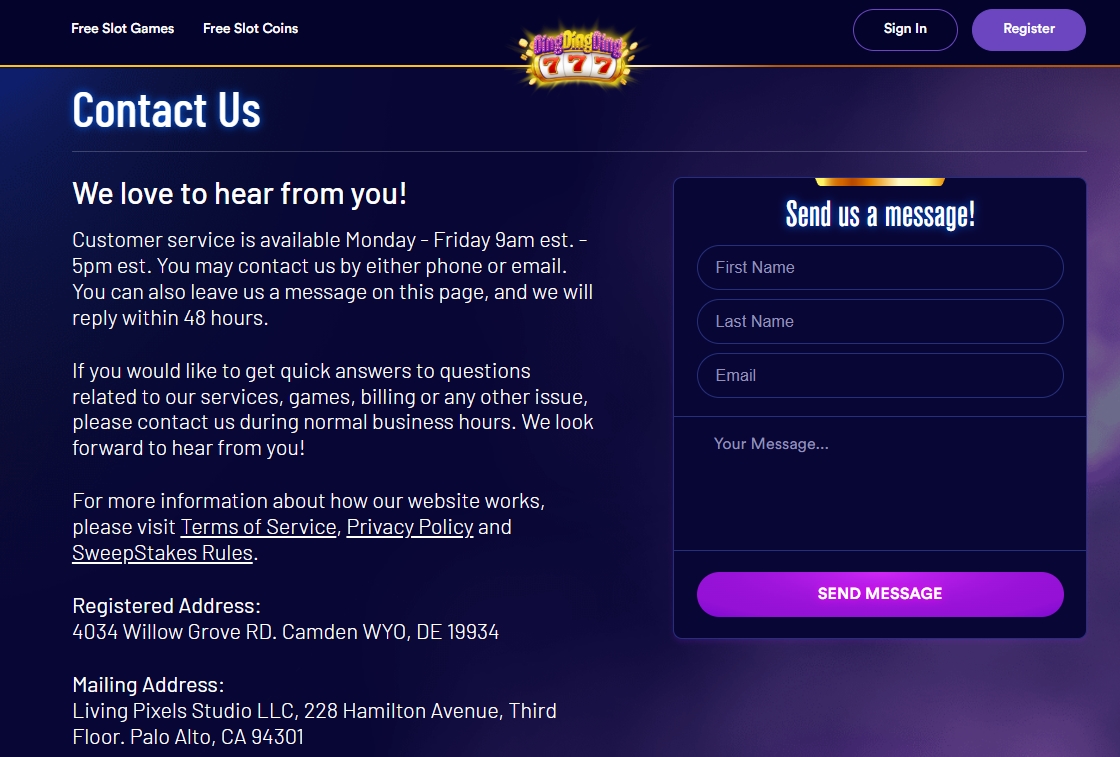 A screenshot of Dingdingding casino's customer support.