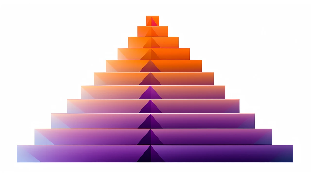 Layered pyramid graphic symbolizing industry growth and progression
