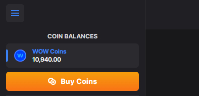 A screenshot of WOW Vegas casino coins balance.