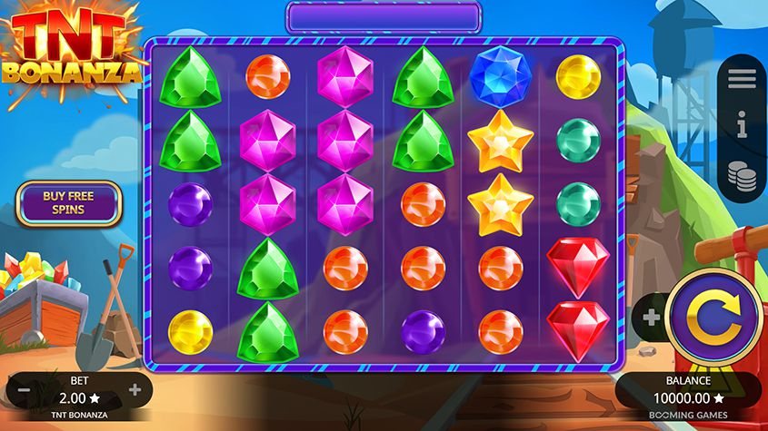 A screenshot of TNT bonanza game from booming games