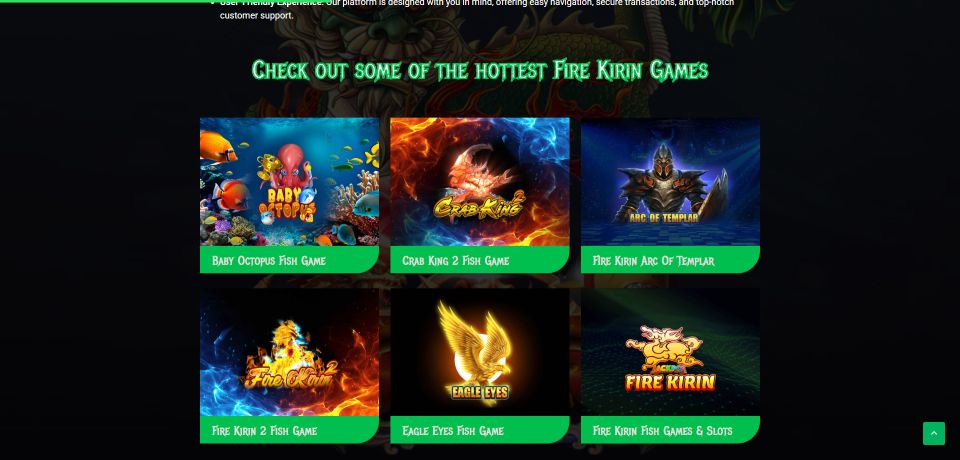 A screenshot of FireKirin's games