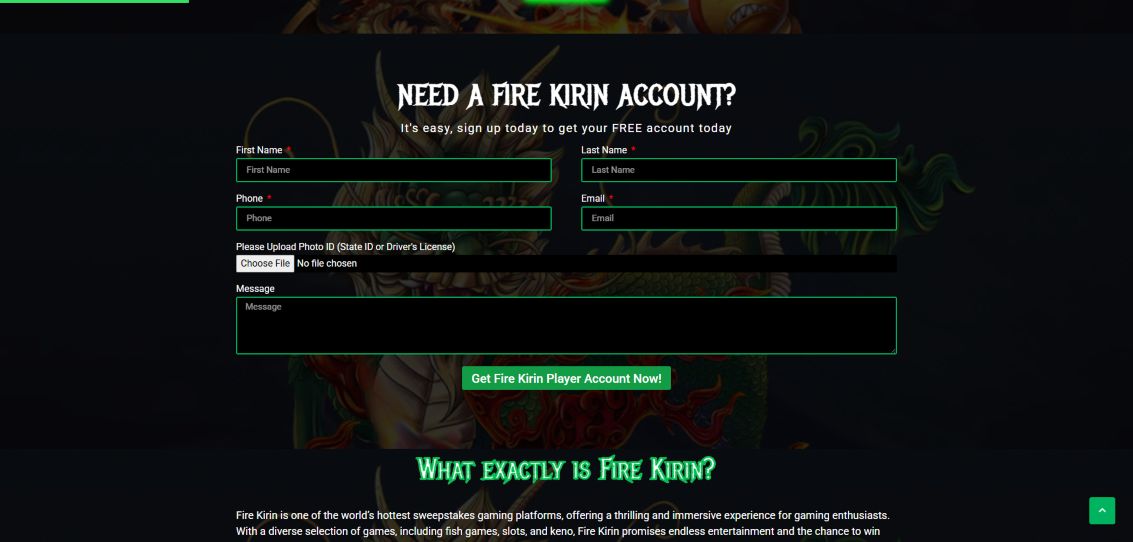 A screenshot of FireKirin's registration field