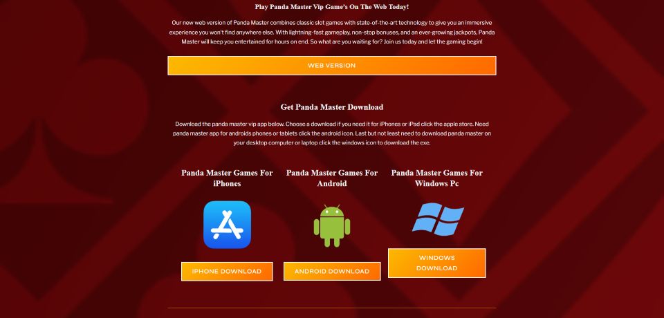 A screenshot of PandaMaster's mobile app