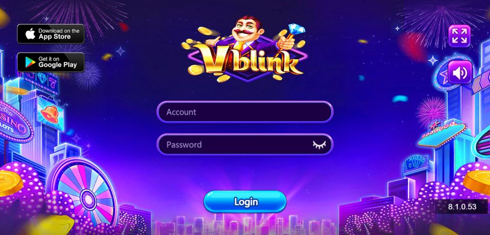 A screenshot of Vblink's login field