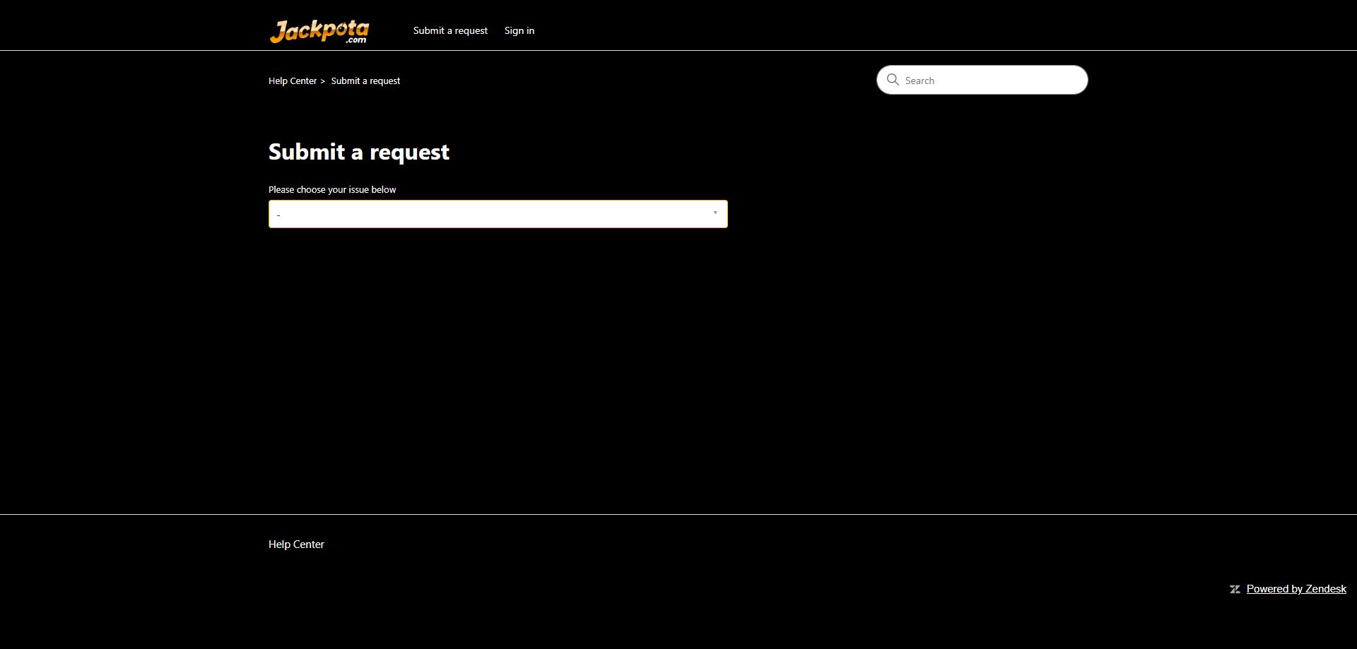 Screenshot of Jackpota Casino's customer support