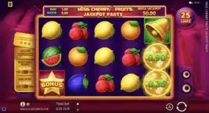 Screenshot of Miss Cherry Fruits Jackpot Party slot game by BGaming