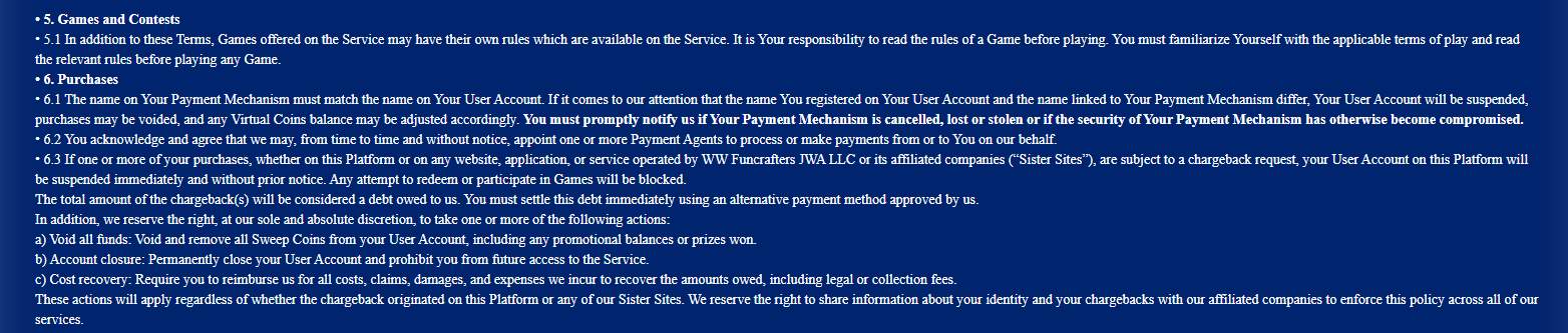 BangCoins purchase terms on payment matching and chargebacks.